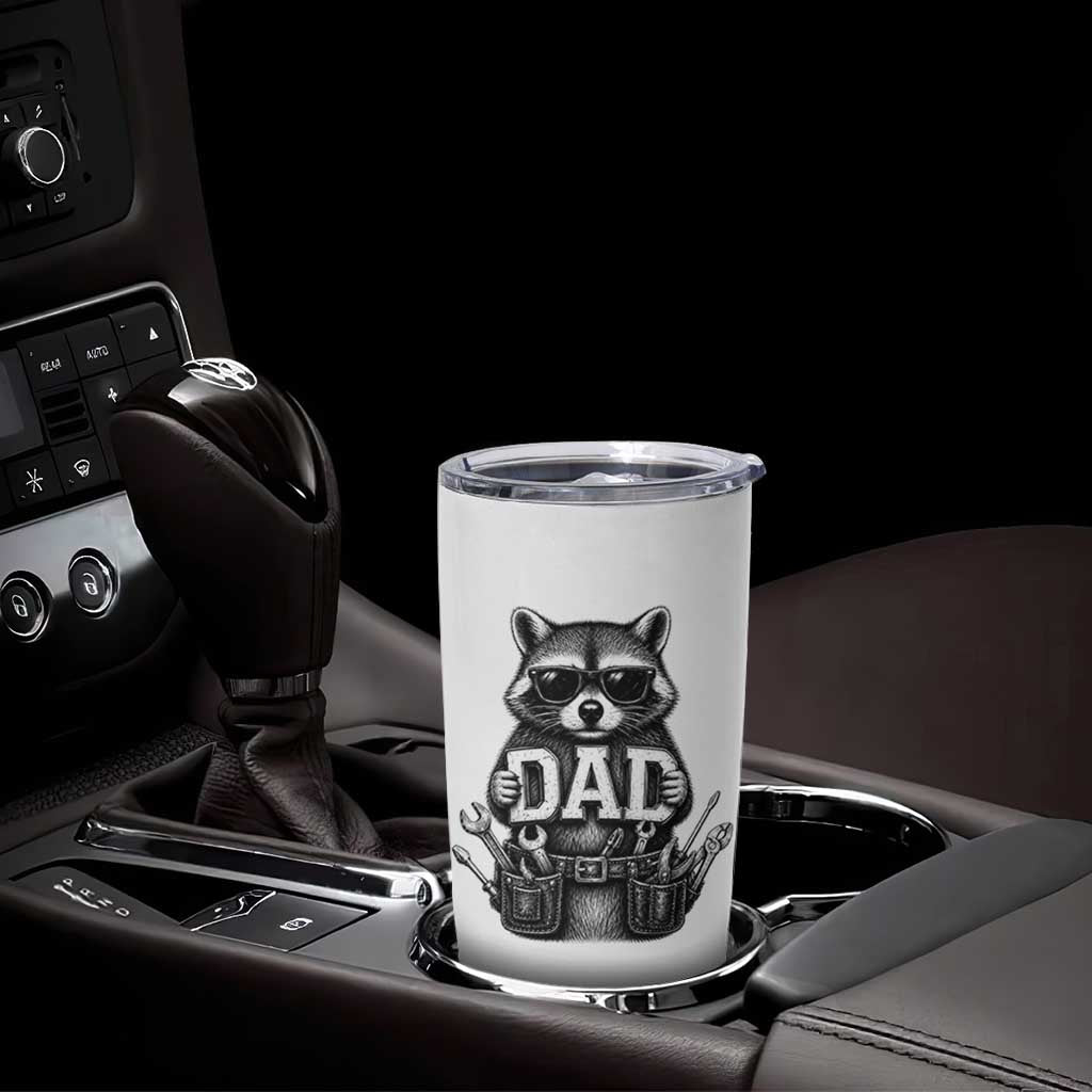 Funny Raccoon Dad Mechanic Tumbler Cup Trash Panda Fathers Day Gift