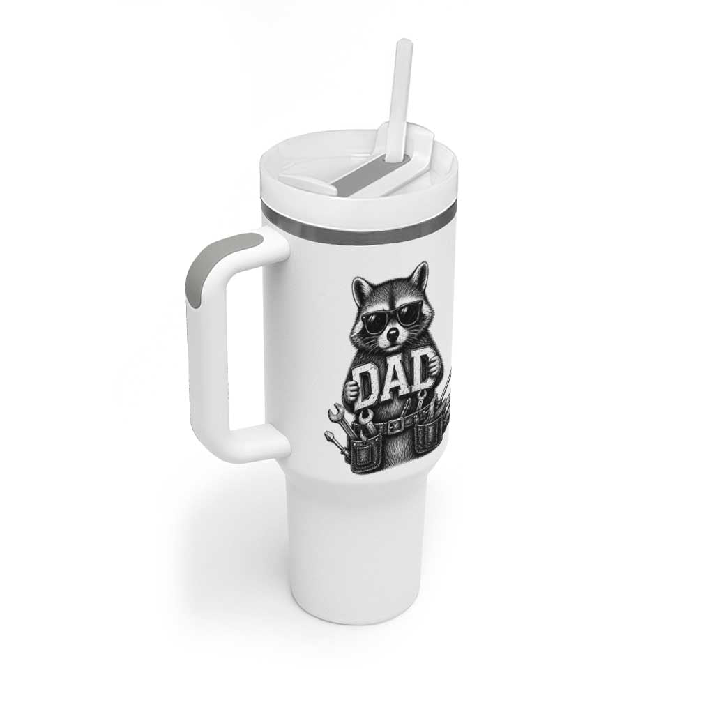 Funny Raccoon Dad Mechanic Tumbler With Handle Trash Panda Fathers Day Gift