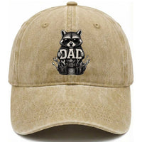 Funny Raccoon Dad Mechanic Washed Cotton Baseball Cap Trash Panda Fathers Day Gift