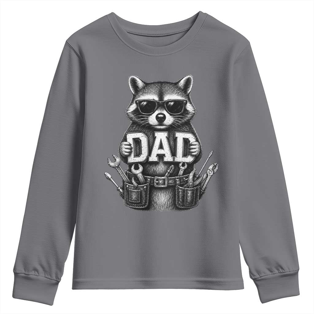 Funny Raccoon Dad Mechanic Youth Sweatshirt Trash Panda Fathers Day Gift