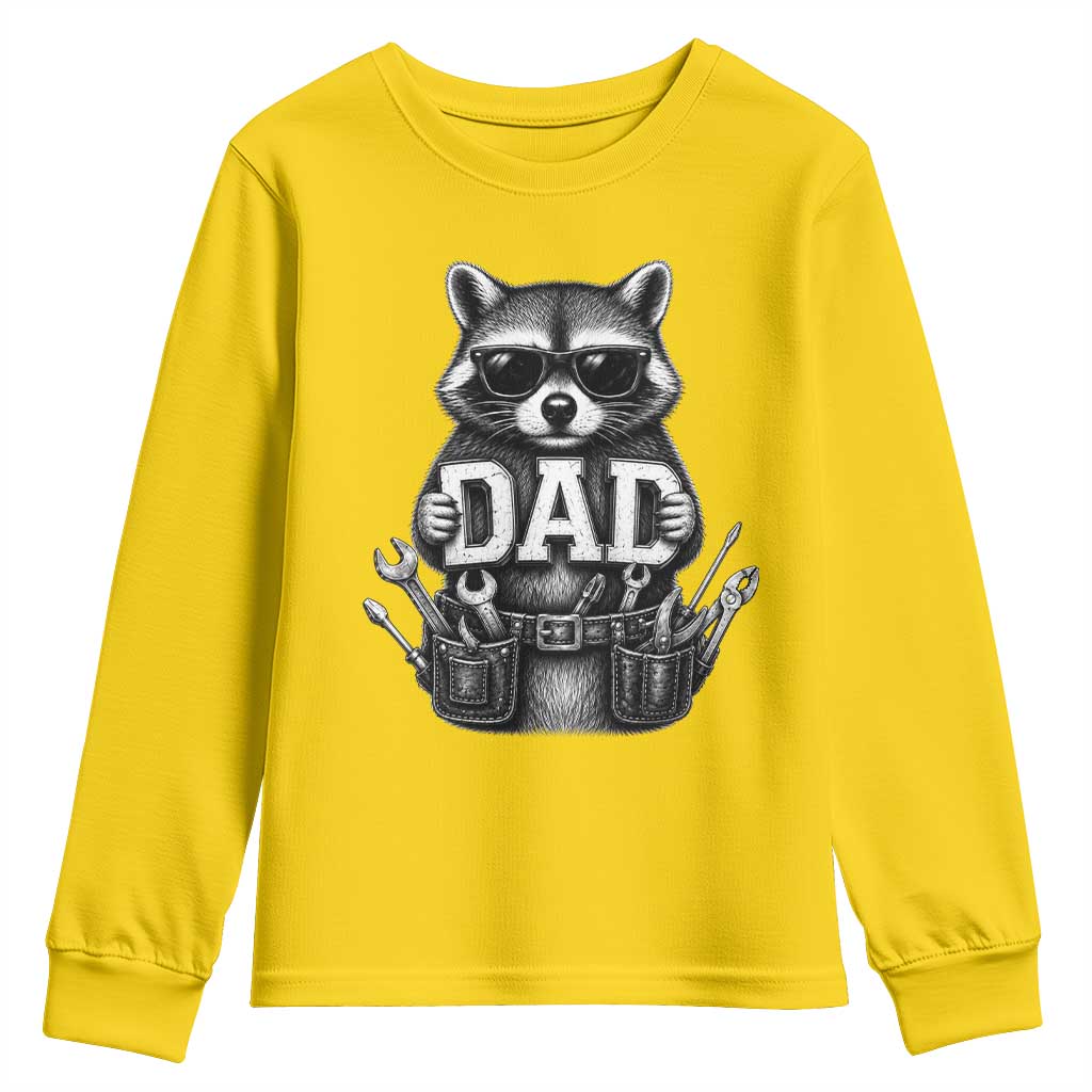 Funny Raccoon Dad Mechanic Youth Sweatshirt Trash Panda Fathers Day Gift