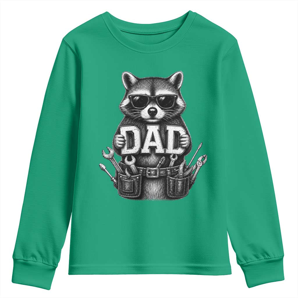 Funny Raccoon Dad Mechanic Youth Sweatshirt Trash Panda Fathers Day Gift
