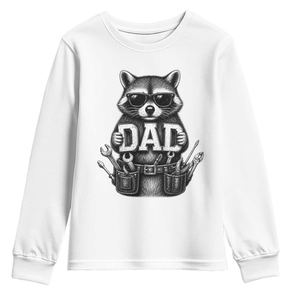 Funny Raccoon Dad Mechanic Youth Sweatshirt Trash Panda Fathers Day Gift