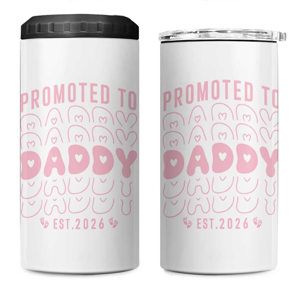 Promoted To Daddy 2026 New Girl Dad 4 in 1 Can Cooler Tumbler First Time Fathers Day Gift