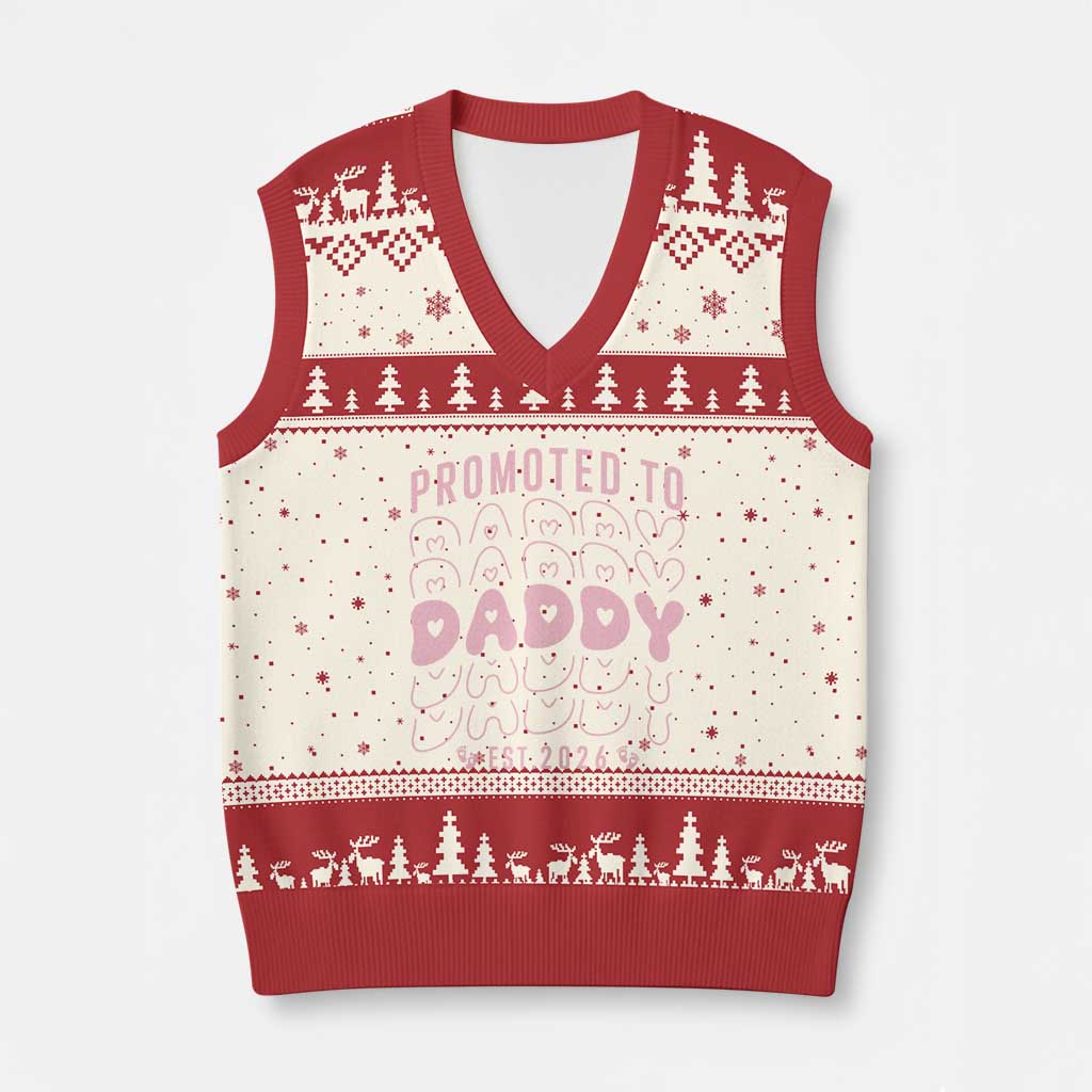 Promoted To Daddy 2026 New Girl Dad V-Neck Knit Sweater Vest First Time Fathers Day Gift