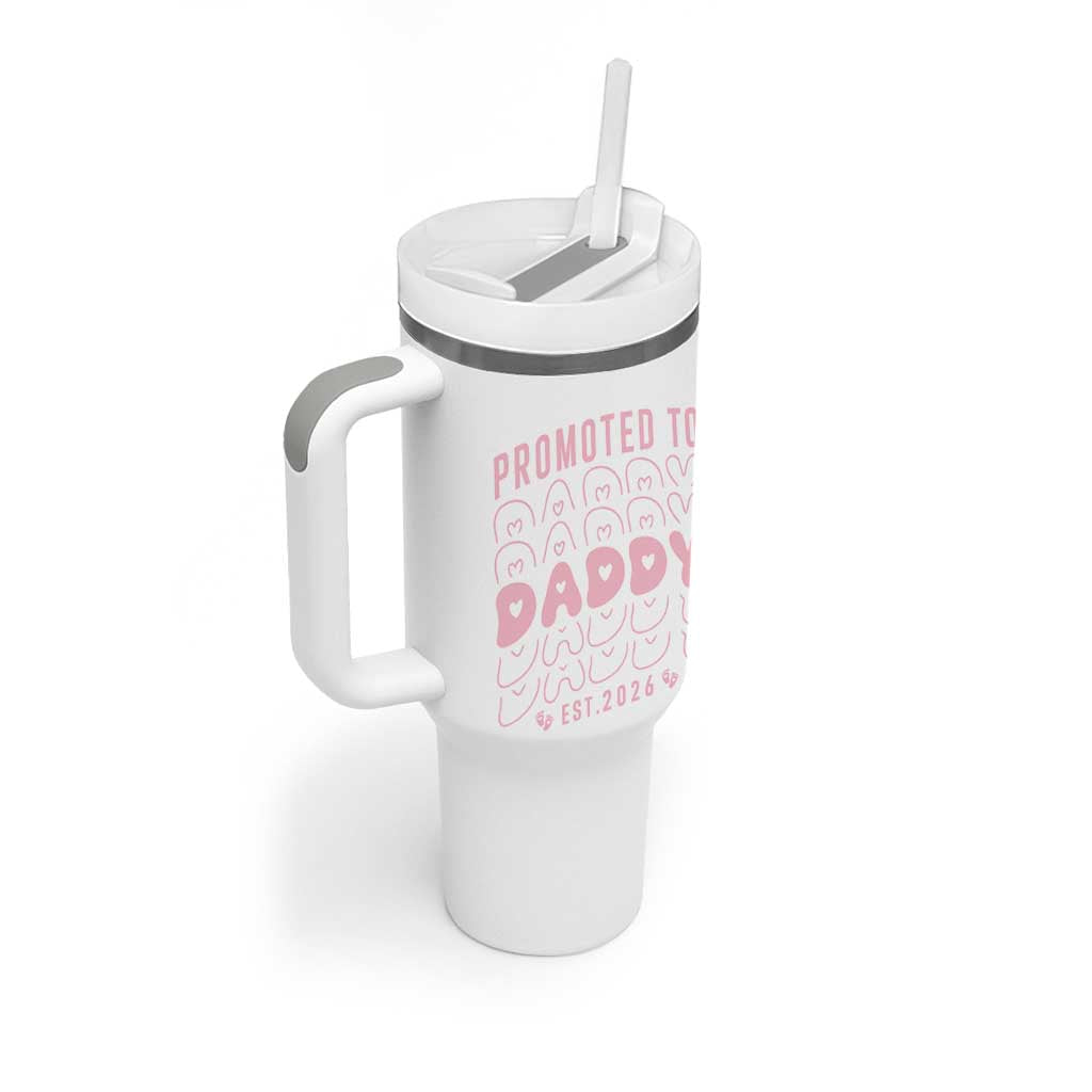 Promoted To Daddy 2026 New Girl Dad Tumbler With Handle First Time Fathers Day Gift