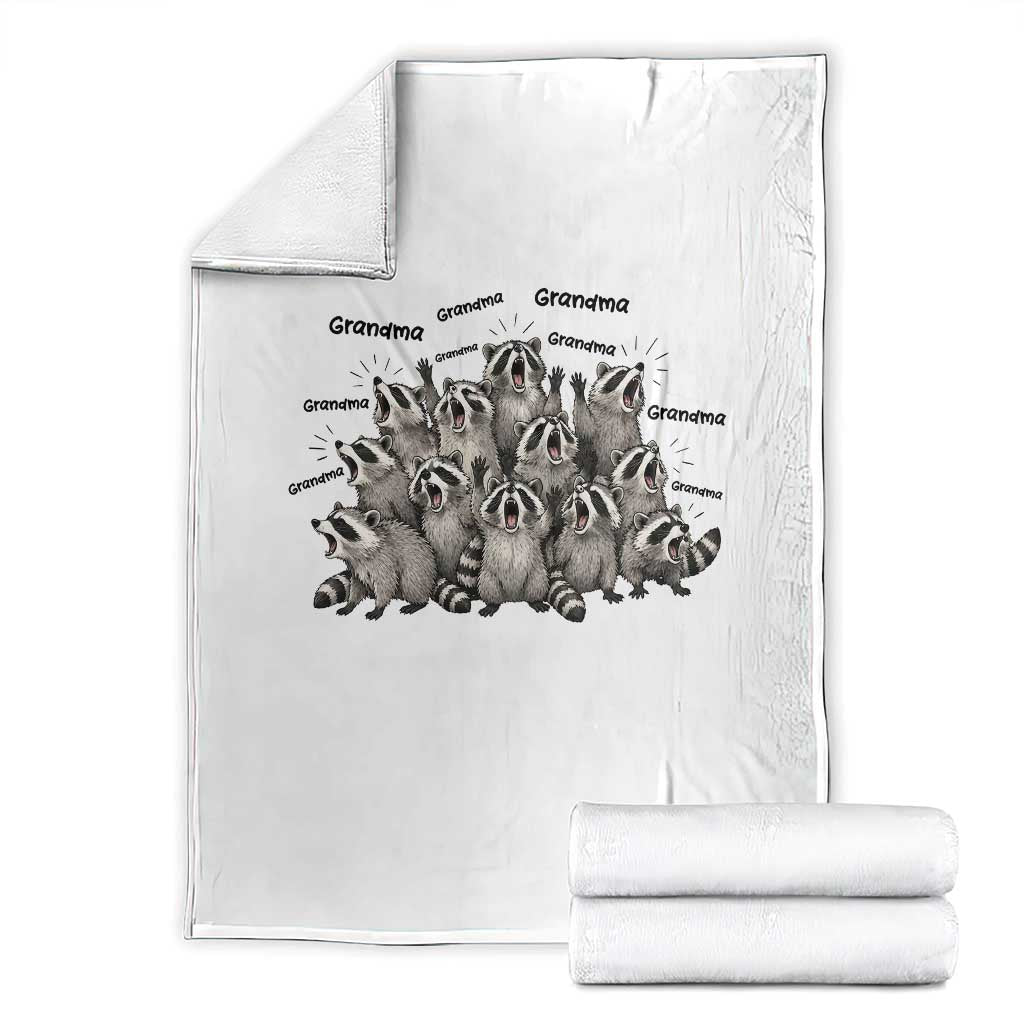 Funny Raccoon Grandma Throw Blanket Grandmother Chaos Trash Panda
