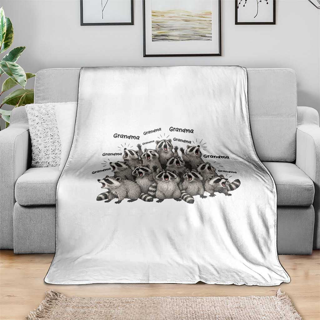 Funny Raccoon Grandma Throw Blanket Grandmother Chaos Trash Panda