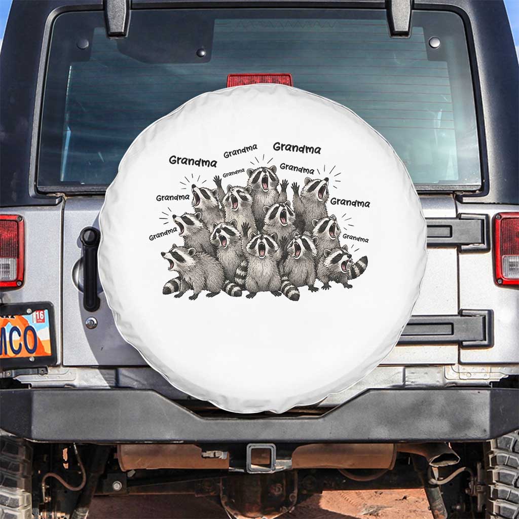 Funny Raccoon Grandma Spare Tire Cover Grandmother Chaos Trash Panda