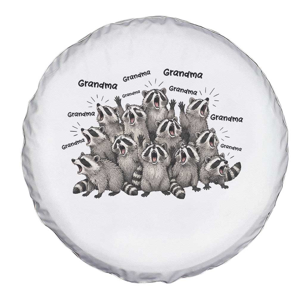 Funny Raccoon Grandma Spare Tire Cover Grandmother Chaos Trash Panda