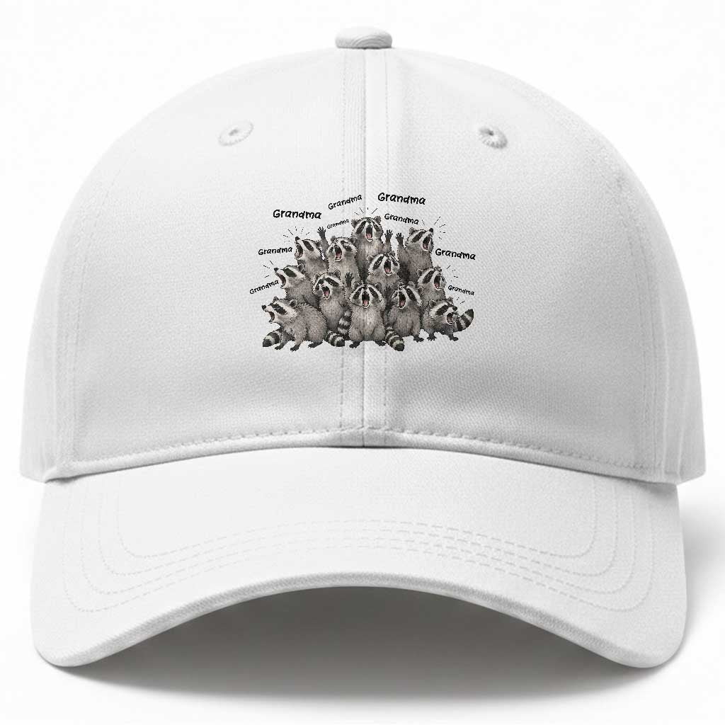 Funny Raccoon Grandma Baseball Cap Grandmother Chaos Trash Panda