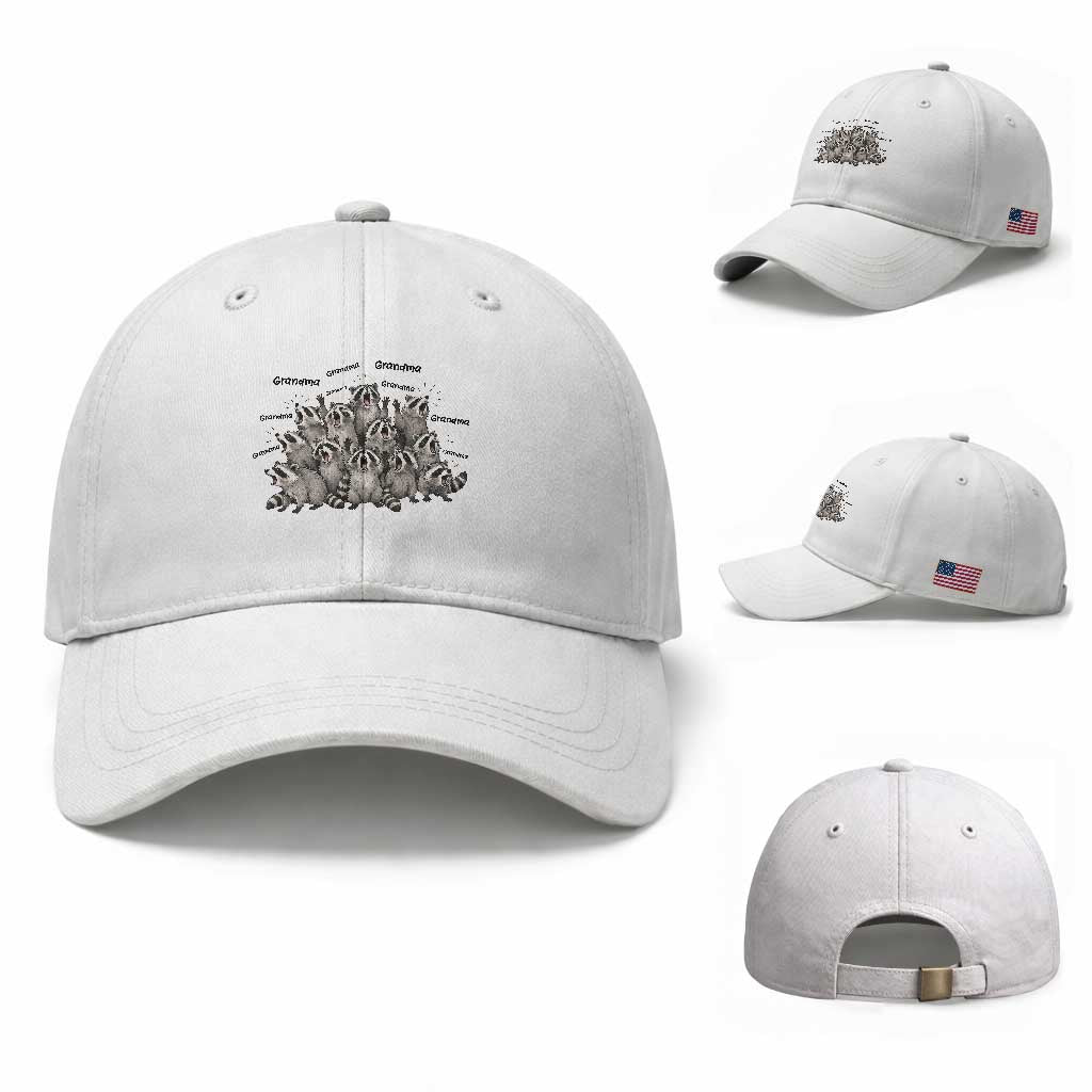 Funny Raccoon Grandma Baseball Cap Grandmother Chaos Trash Panda