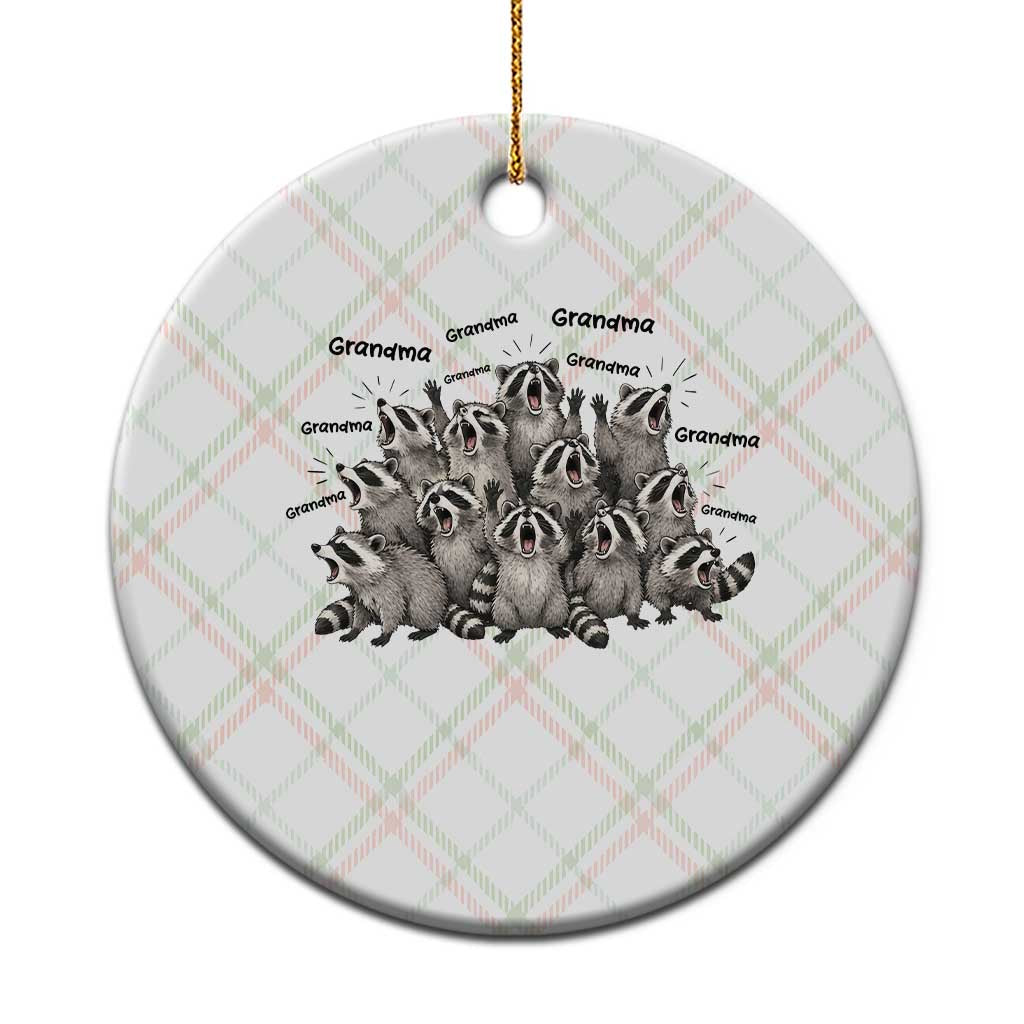 Funny Raccoon Grandma Ceramic Ornament Grandmother Chaos Trash Panda