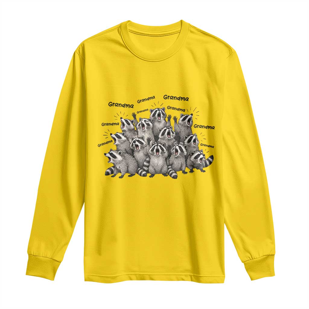 Funny Raccoon Grandma Long Sleeve Shirt Grandmother Chaos Trash Panda