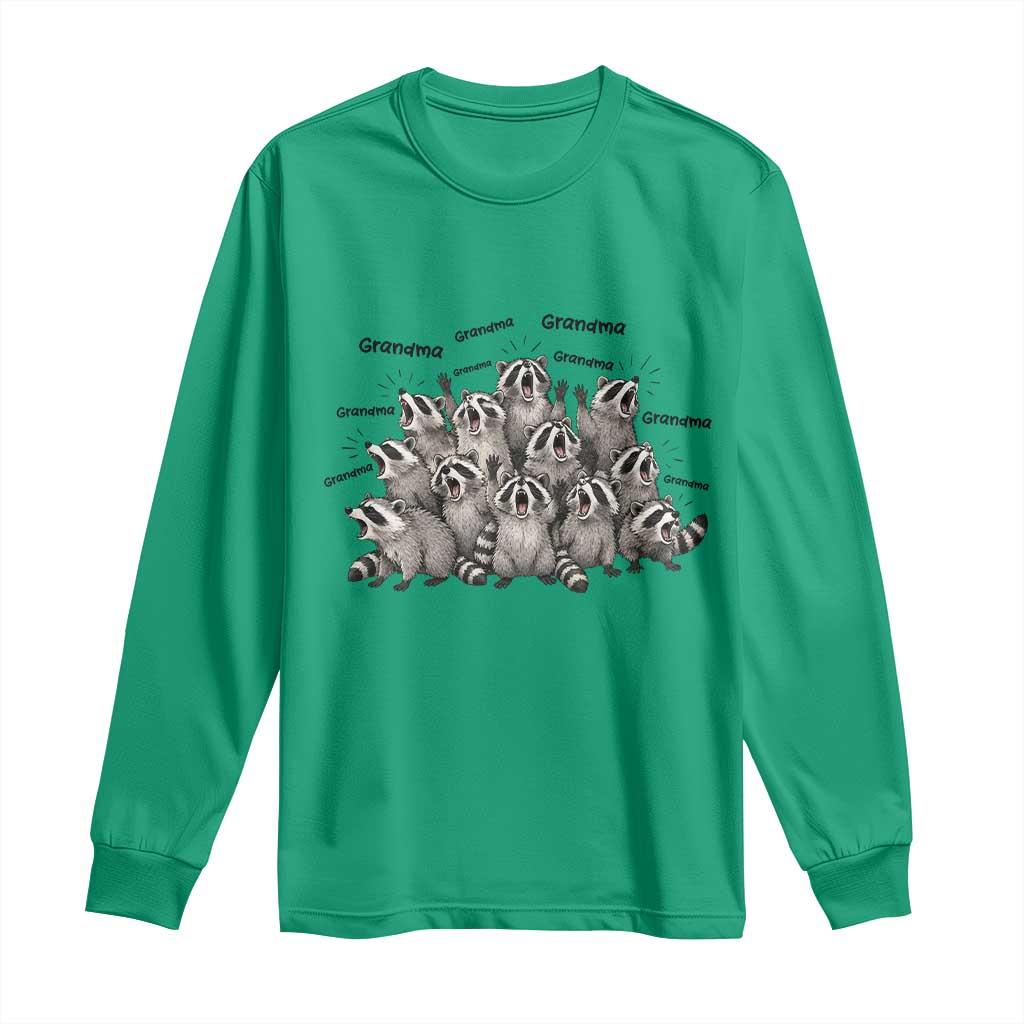 Funny Raccoon Grandma Long Sleeve Shirt Grandmother Chaos Trash Panda