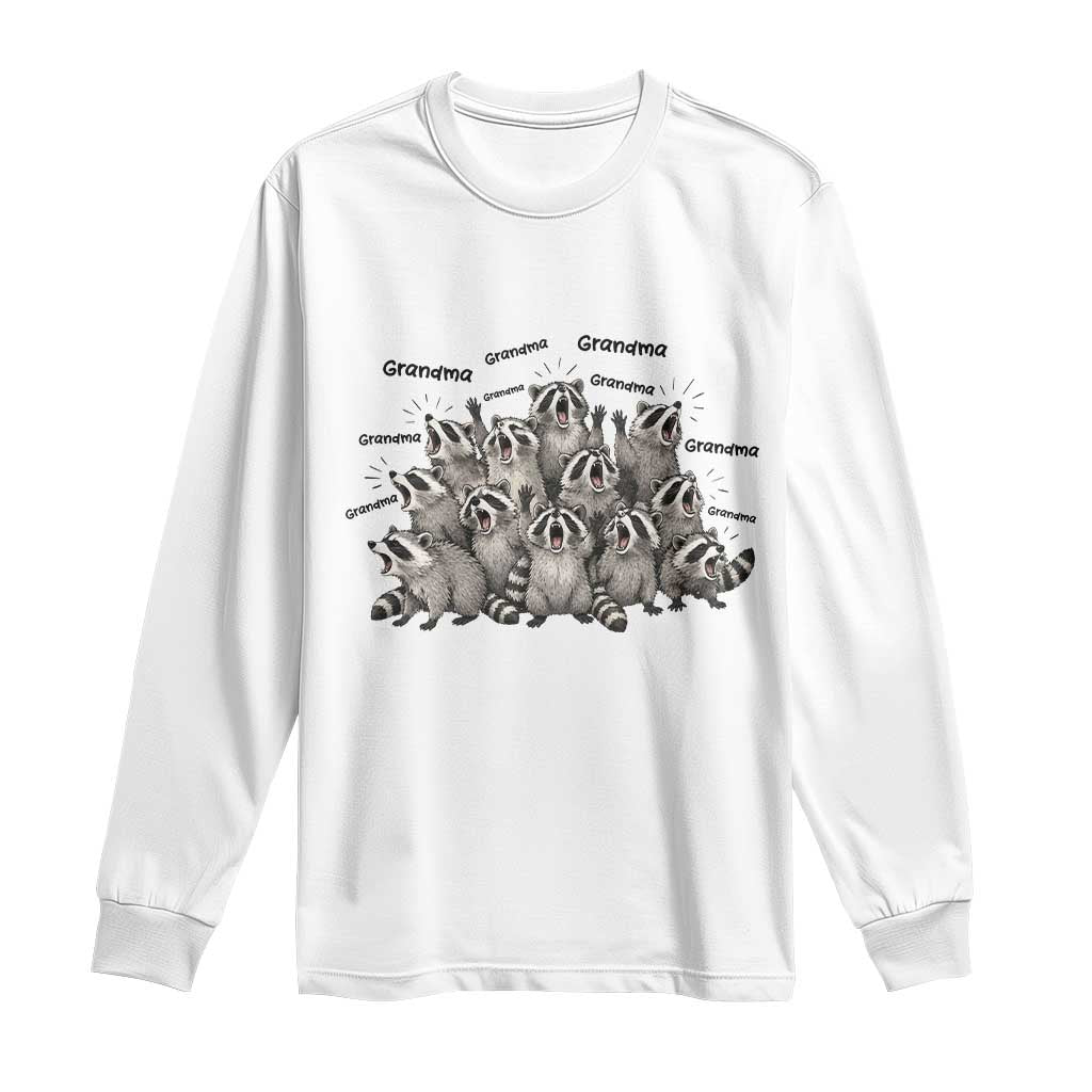 Funny Raccoon Grandma Long Sleeve Shirt Grandmother Chaos Trash Panda