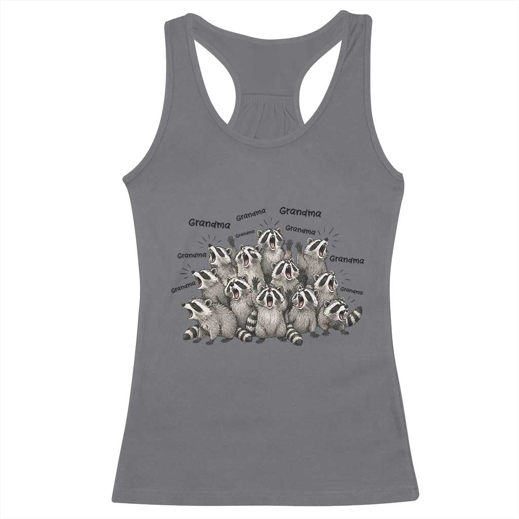 Funny Raccoon Grandma Racerback Tank Top Grandmother Chaos Trash Panda