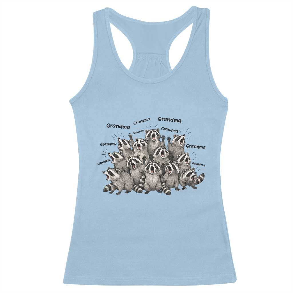 Funny Raccoon Grandma Racerback Tank Top Grandmother Chaos Trash Panda