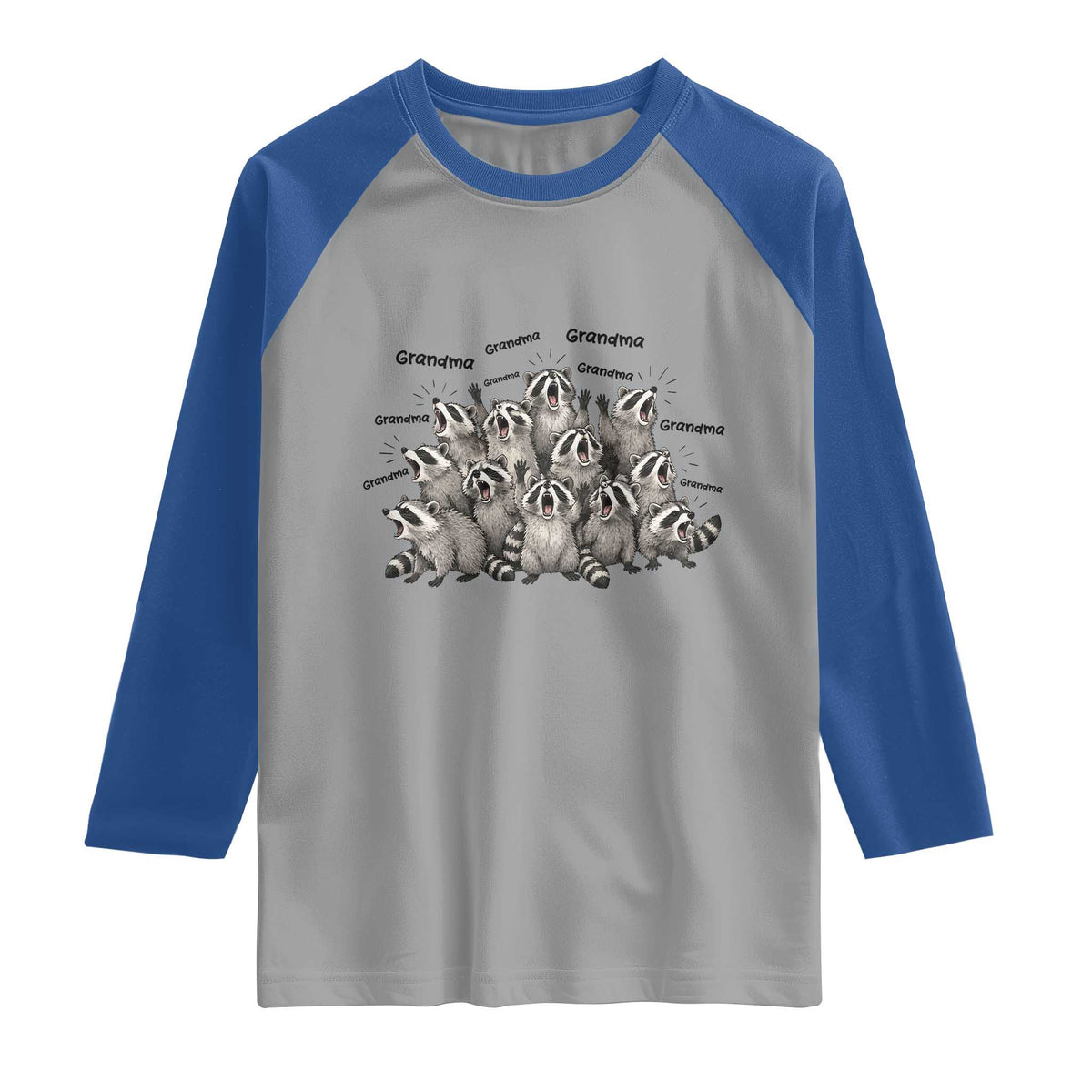 Funny Raccoon Grandma Raglan Shirt Grandmother Chaos Trash Panda
