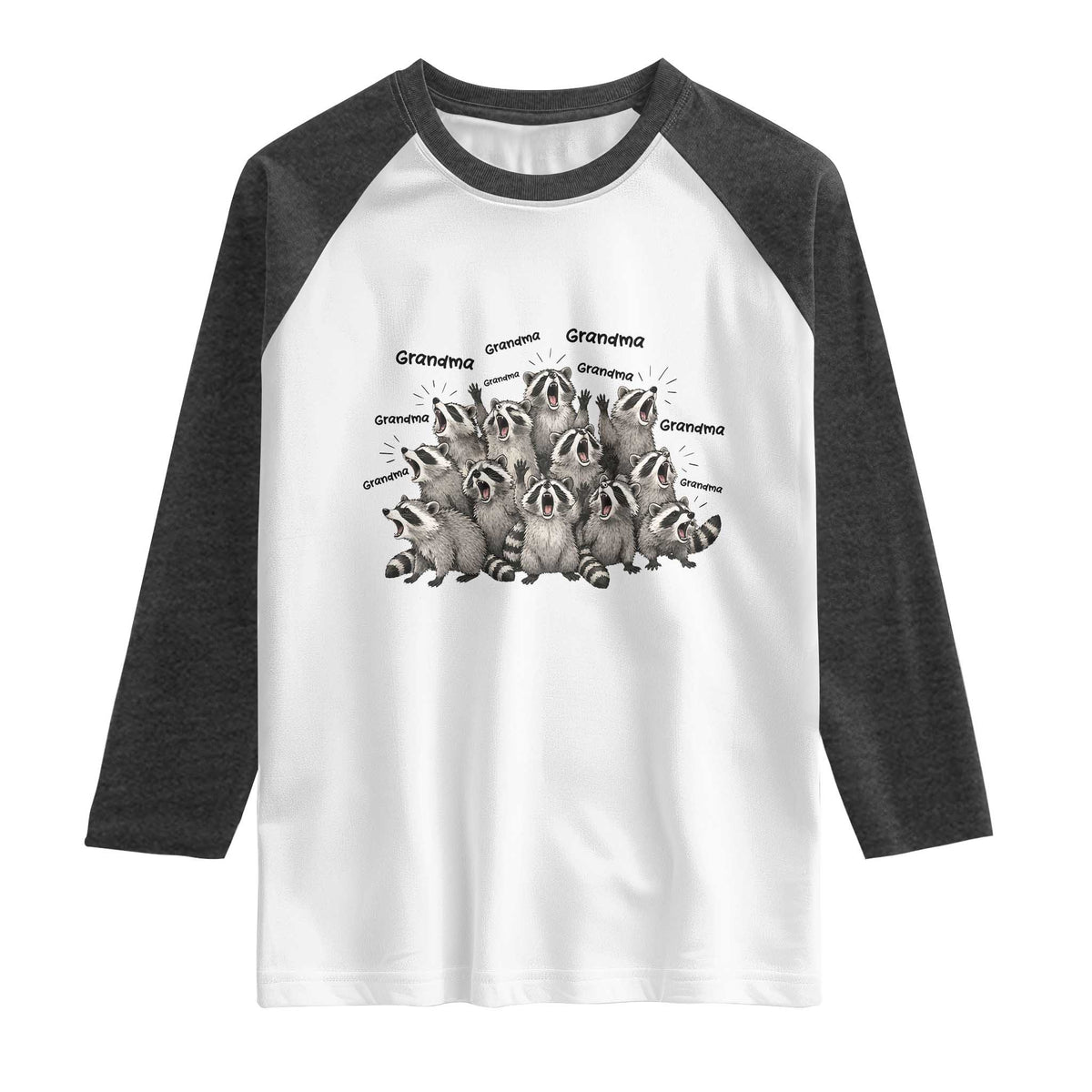 Funny Raccoon Grandma Raglan Shirt Grandmother Chaos Trash Panda