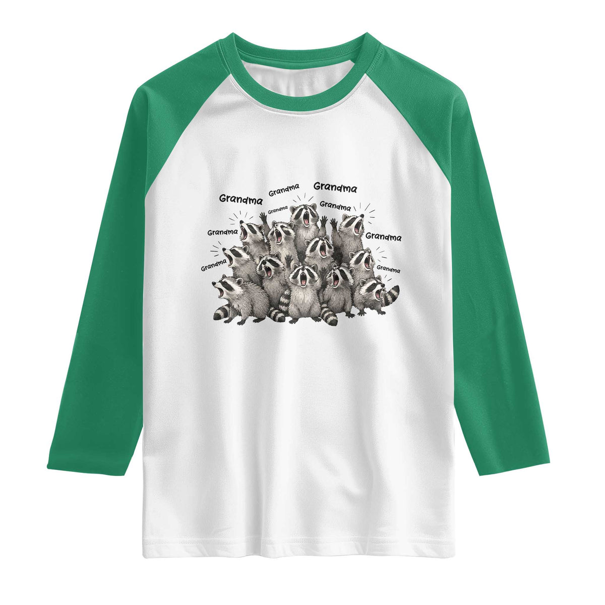 Funny Raccoon Grandma Raglan Shirt Grandmother Chaos Trash Panda