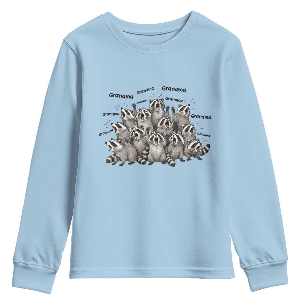 Funny Raccoon Grandma Youth Sweatshirt Grandmother Chaos Trash Panda