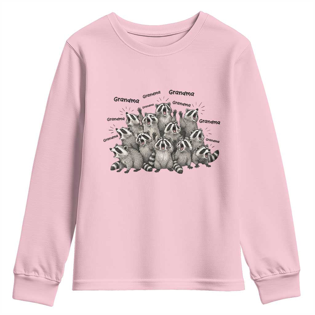Funny Raccoon Grandma Youth Sweatshirt Grandmother Chaos Trash Panda