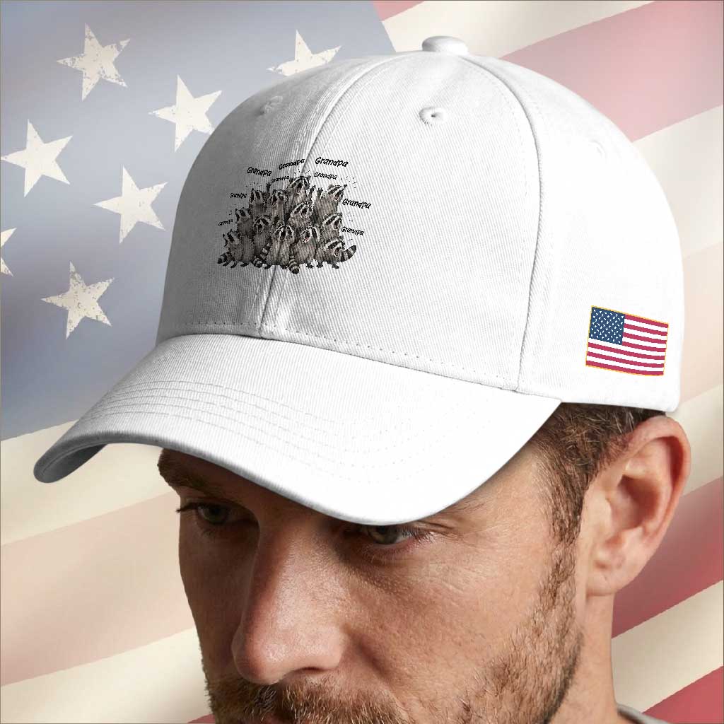 Funny Raccoon Grandpa Baseball Cap Chaos Coordinator Grandpa Life Graphic