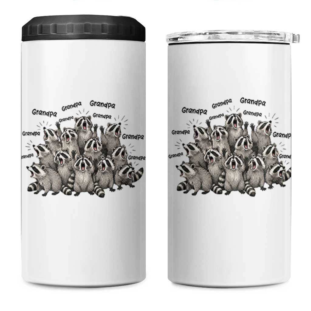 Funny Raccoon Grandpa 4 in 1 Can Cooler Tumbler Chaos Coordinator Grandpa Life Graphic