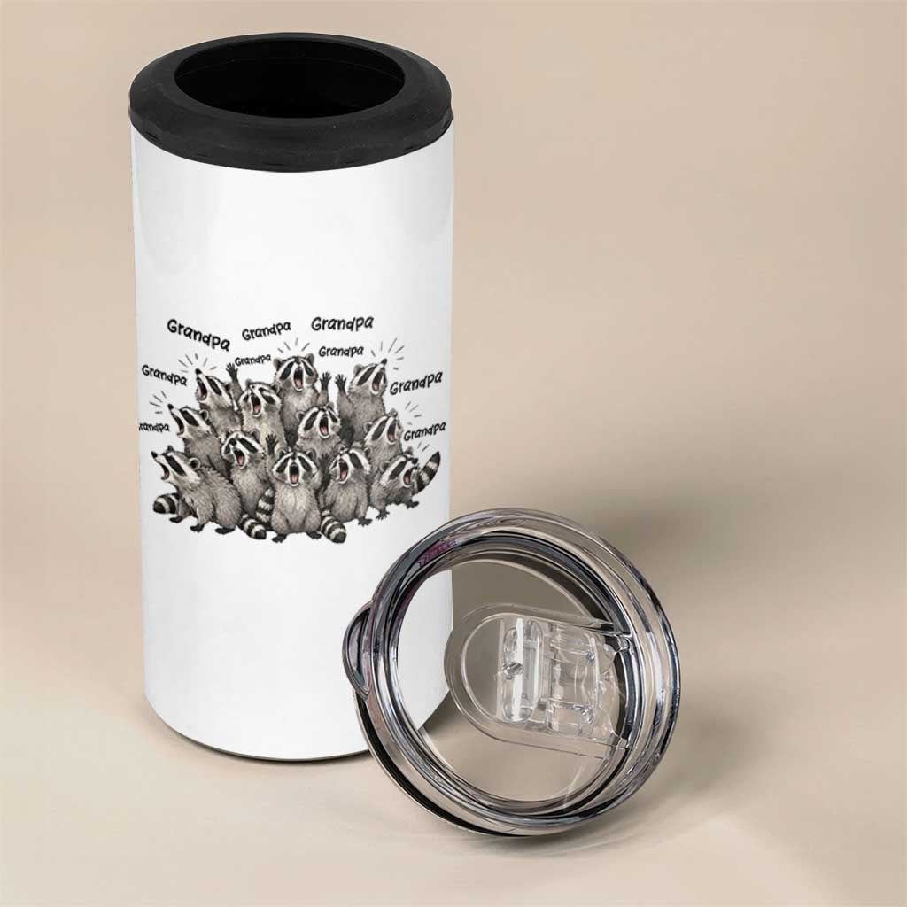 Funny Raccoon Grandpa 4 in 1 Can Cooler Tumbler Chaos Coordinator Grandpa Life Graphic