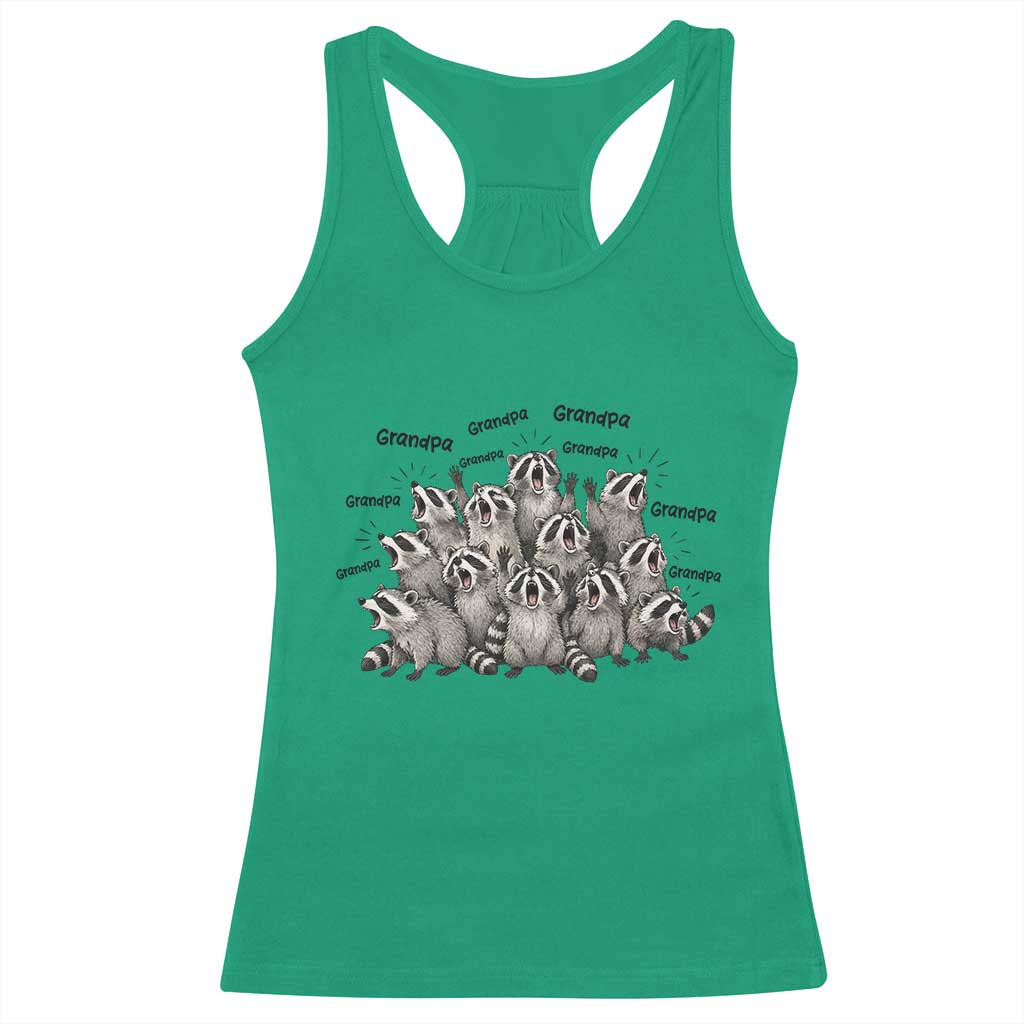 Funny Raccoon Grandpa Racerback Tank Top Chaos Coordinator Grandpa Life Graphic