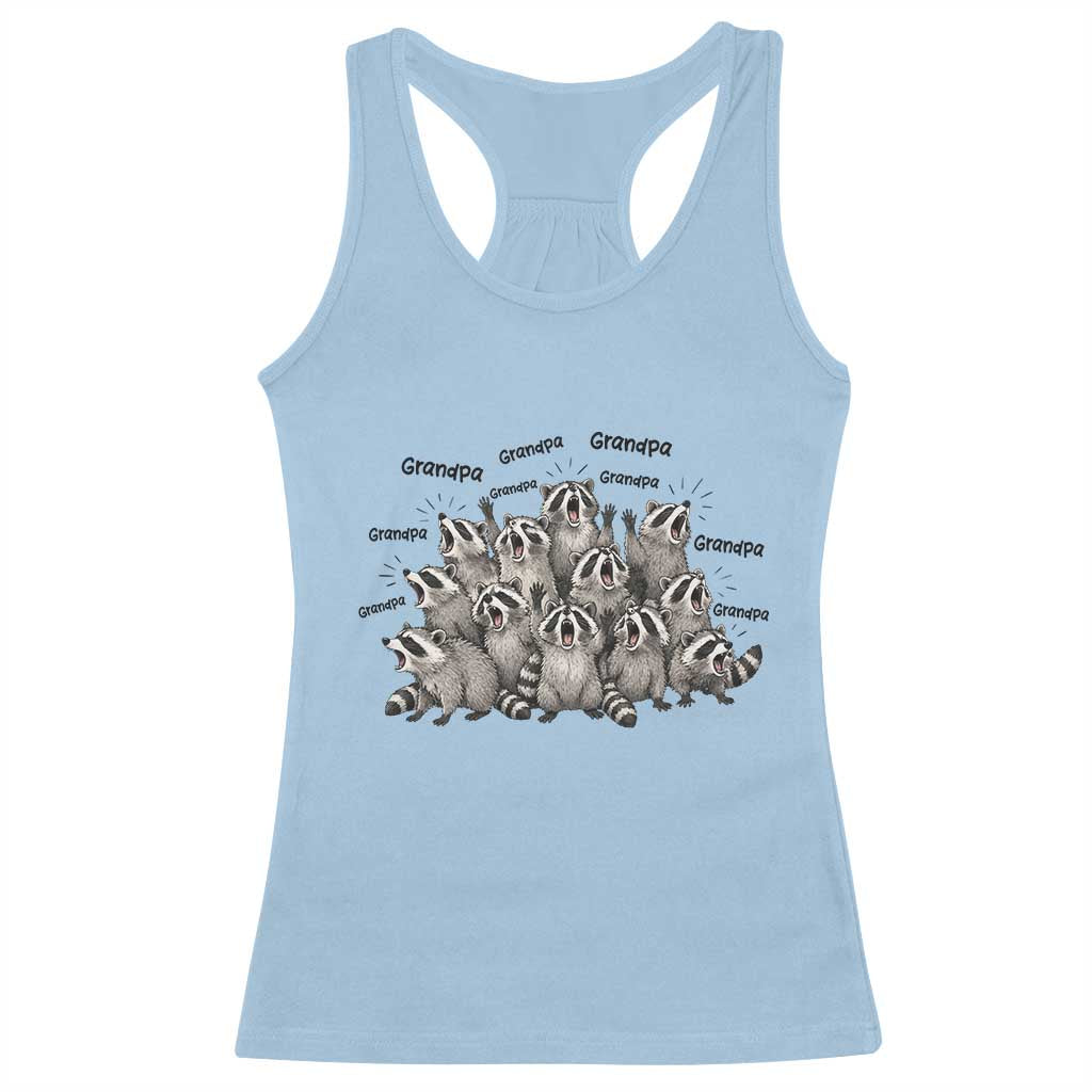 Funny Raccoon Grandpa Racerback Tank Top Chaos Coordinator Grandpa Life Graphic