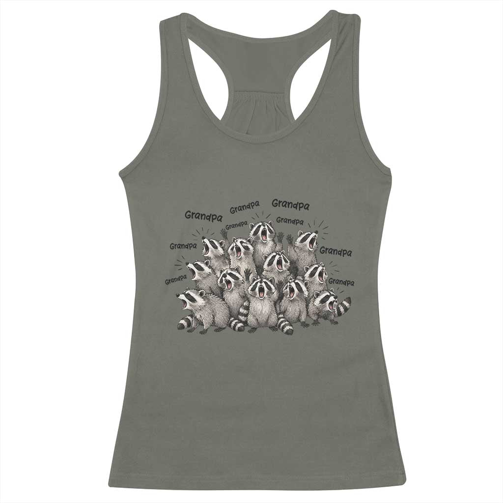 Funny Raccoon Grandpa Racerback Tank Top Chaos Coordinator Grandpa Life Graphic