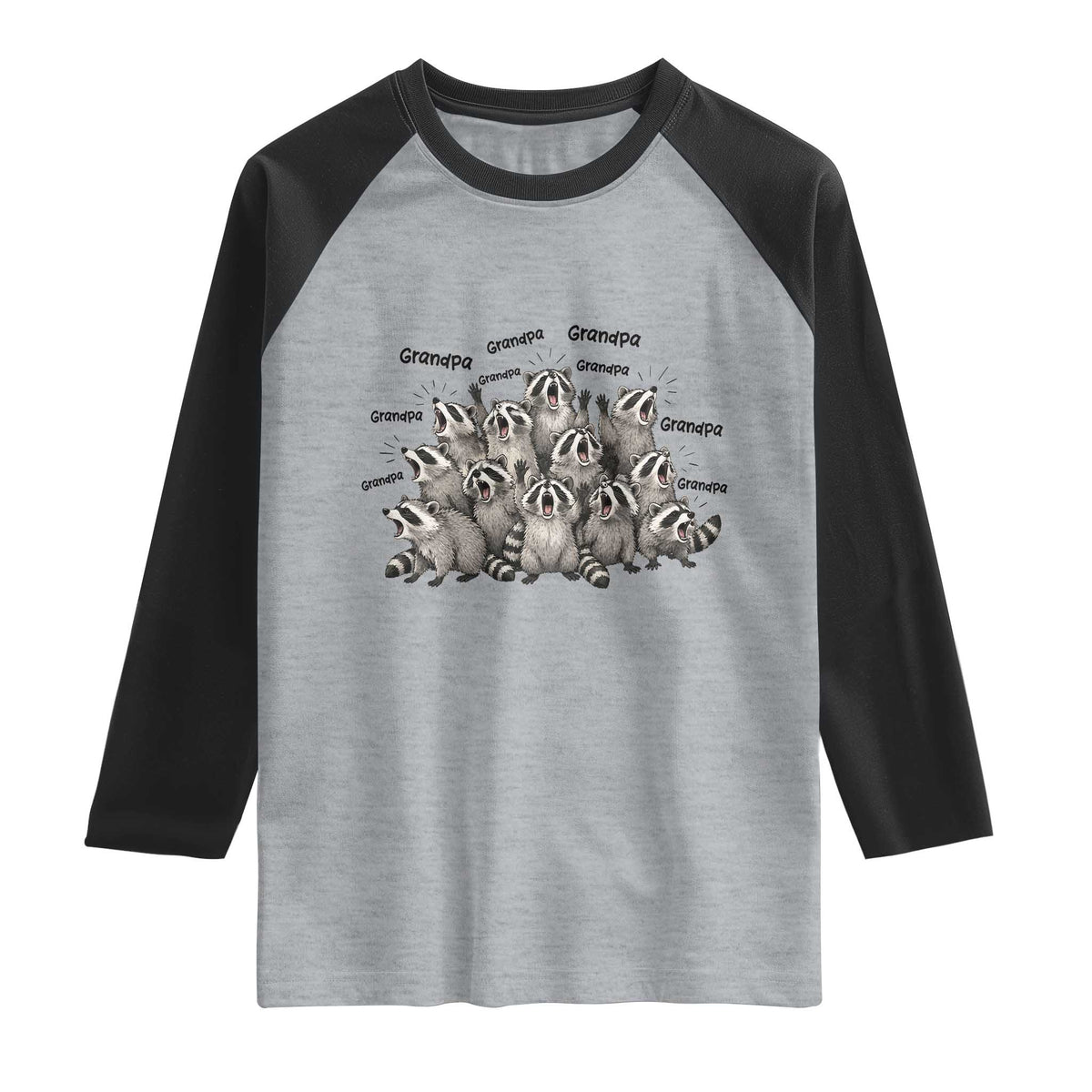 Funny Raccoon Grandpa Raglan Shirt Chaos Coordinator Grandpa Life Graphic