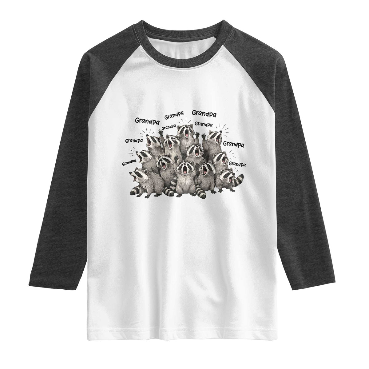 Funny Raccoon Grandpa Raglan Shirt Chaos Coordinator Grandpa Life Graphic