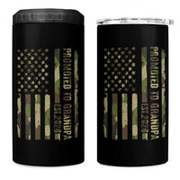 Promoted To Grandpa Est 2026 Patriotic American Flag Camo 4 in 1 Can Cooler Tumbler
