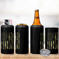 Promoted To Grandpa Est 2026 Patriotic American Flag Camo 4 in 1 Can Cooler Tumbler