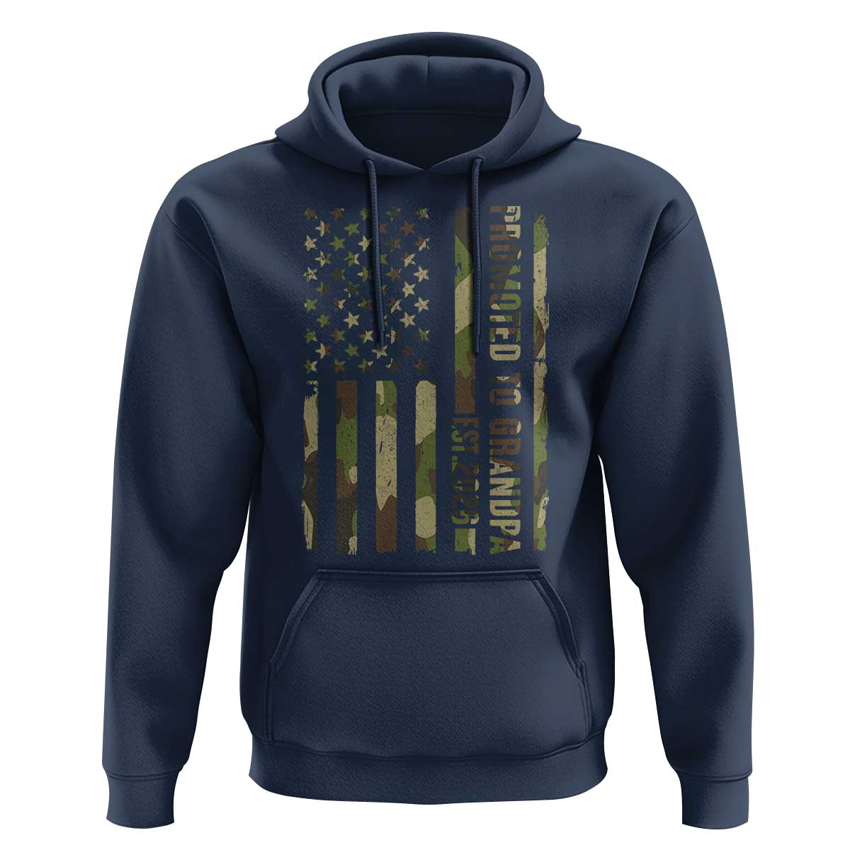 Promoted To Grandpa Est 2026 Patriotic American Flag Camo Hoodie