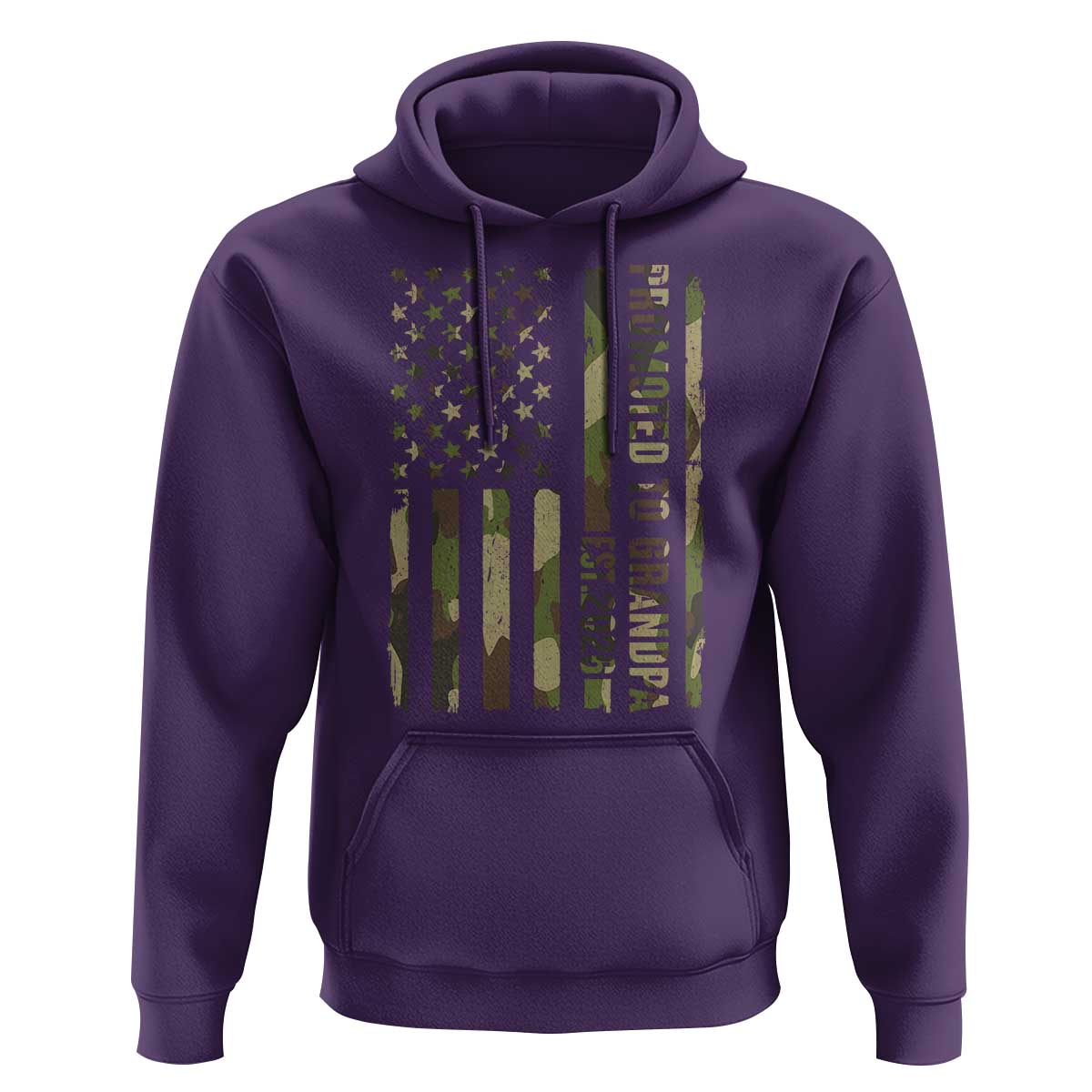 Promoted To Grandpa Est 2026 Patriotic American Flag Camo Hoodie
