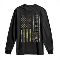 Promoted To Grandpa Est 2026 Patriotic American Flag Camo Long Sleeve Shirt