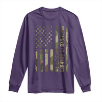 Promoted To Grandpa Est 2026 Patriotic American Flag Camo Long Sleeve Shirt