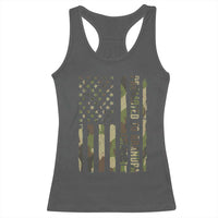 Promoted To Grandpa Est 2026 Patriotic American Flag Camo Racerback Tank Top
