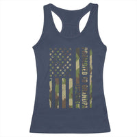 Promoted To Grandpa Est 2026 Patriotic American Flag Camo Racerback Tank Top