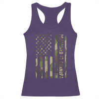 Promoted To Grandpa Est 2026 Patriotic American Flag Camo Racerback Tank Top