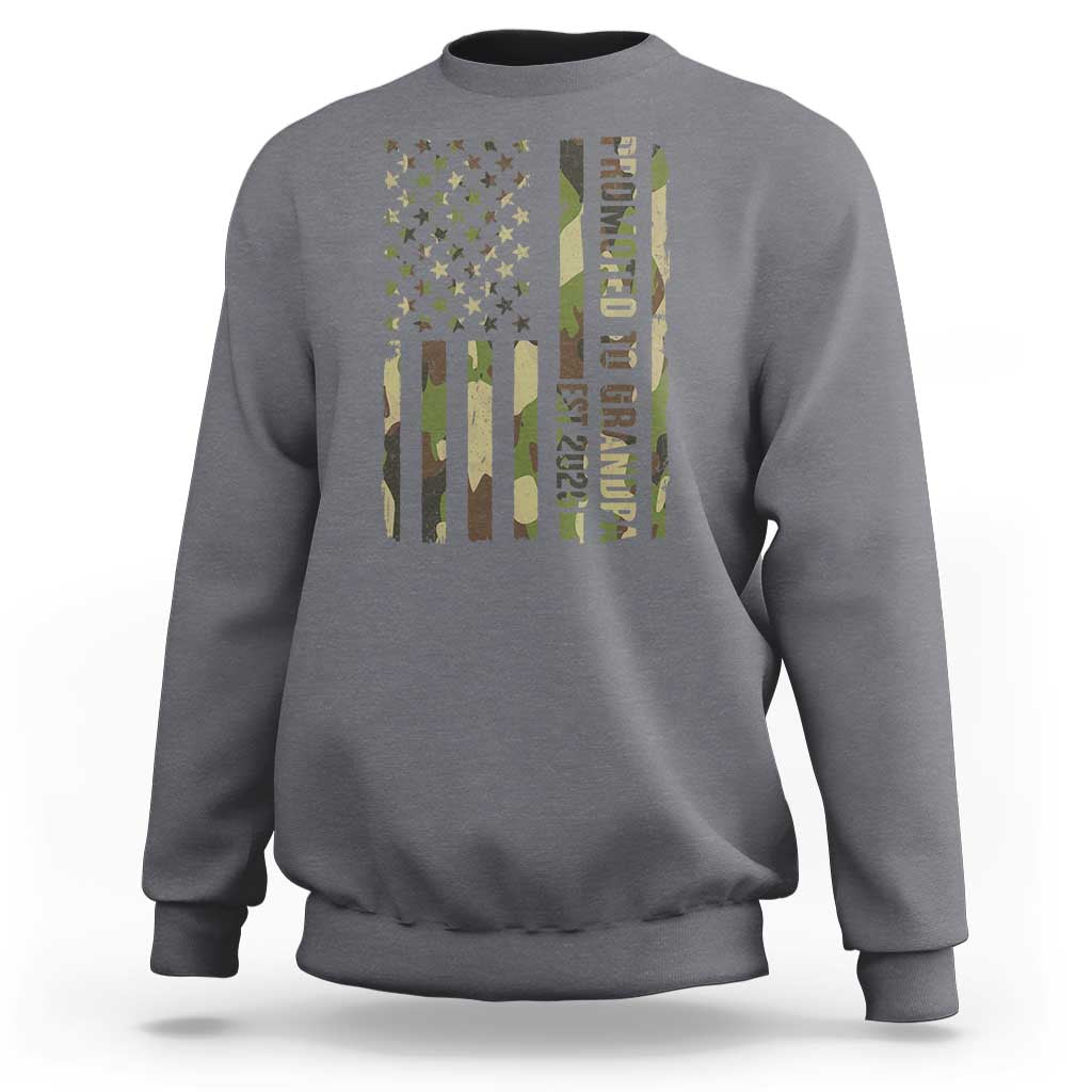 Promoted To Grandpa Est 2026 Patriotic American Flag Camo Sweatshirt