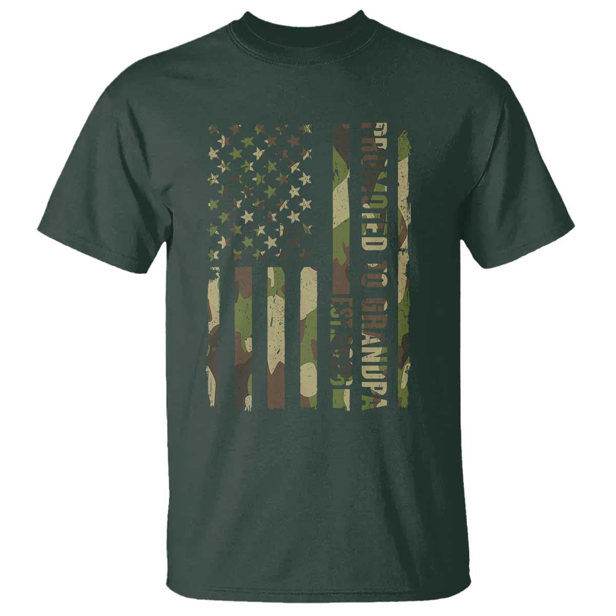 Promoted To Grandpa Est 2026 Patriotic American Flag Camo T Shirt