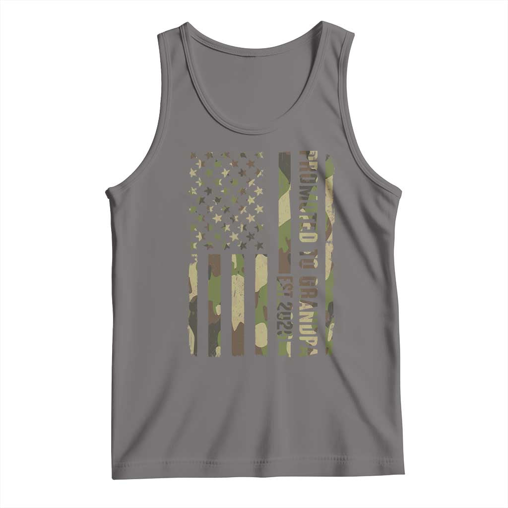 Promoted To Grandpa Est 2026 Patriotic American Flag Camo Tank Top