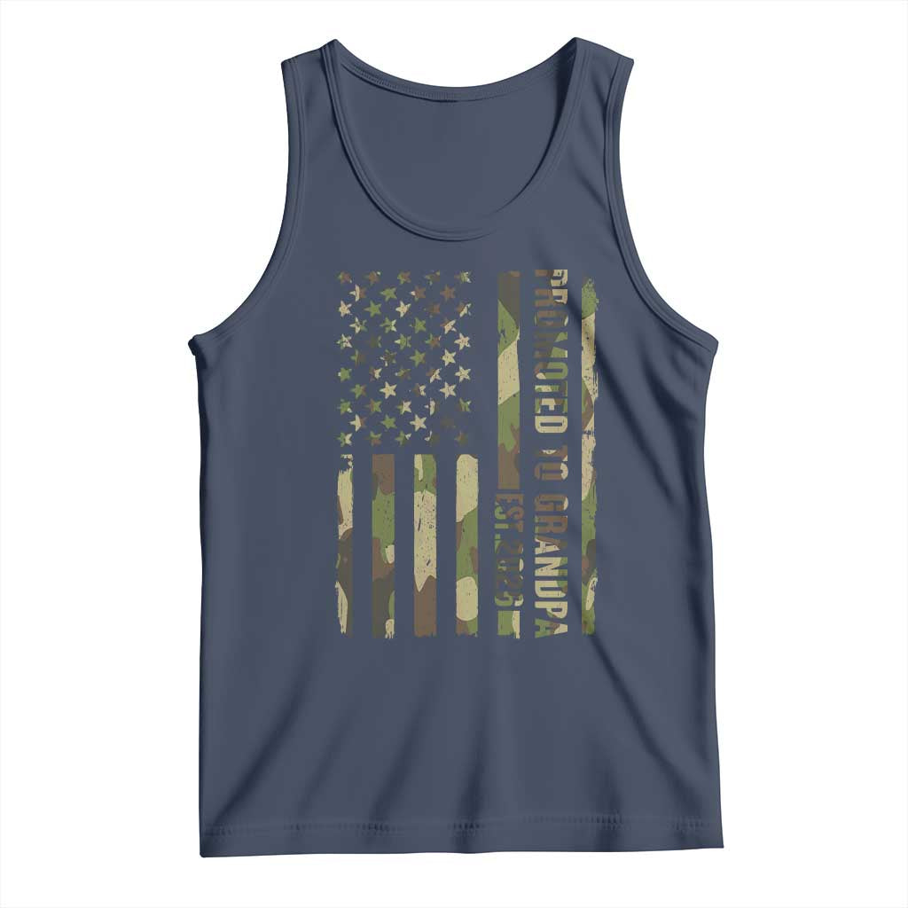Promoted To Grandpa Est 2026 Patriotic American Flag Camo Tank Top