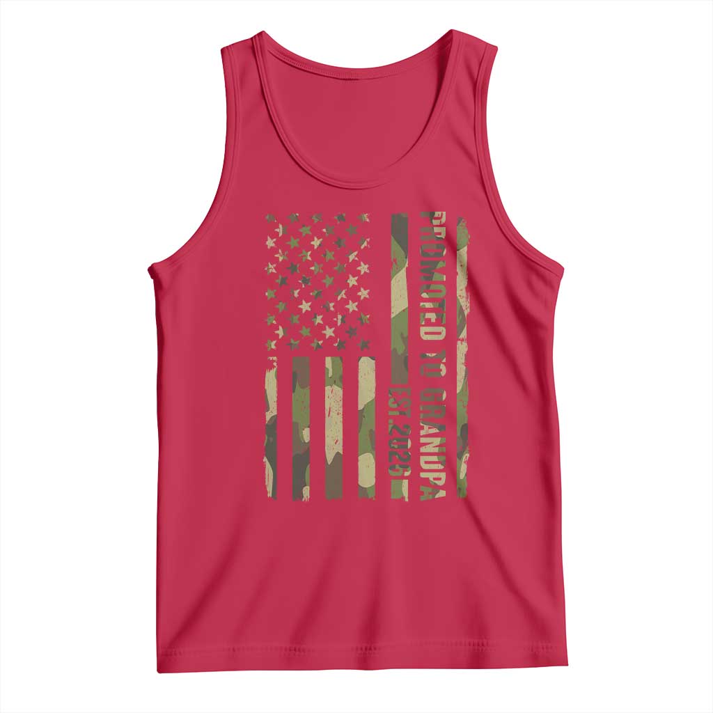 Promoted To Grandpa Est 2026 Patriotic American Flag Camo Tank Top