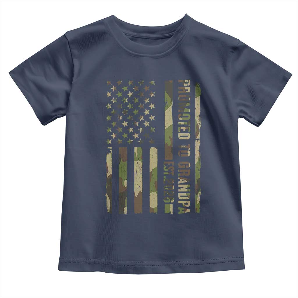 Promoted To Grandpa Est 2026 Patriotic American Flag Camo Toddler T Shirt